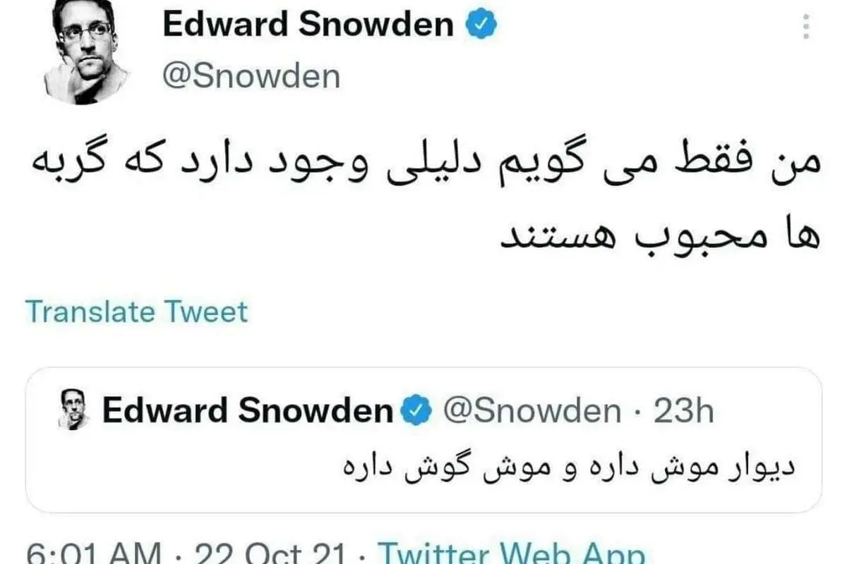 توییتهای فارسی «ادوارد اسنودن» خبرساز شد