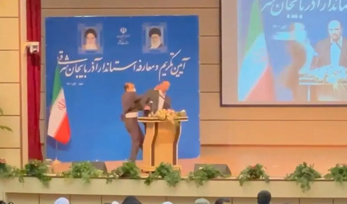 (ویدئو) کتک‌کاری عجیب در مراسم معارفه استاندار آذربایجان‌ شرقی!