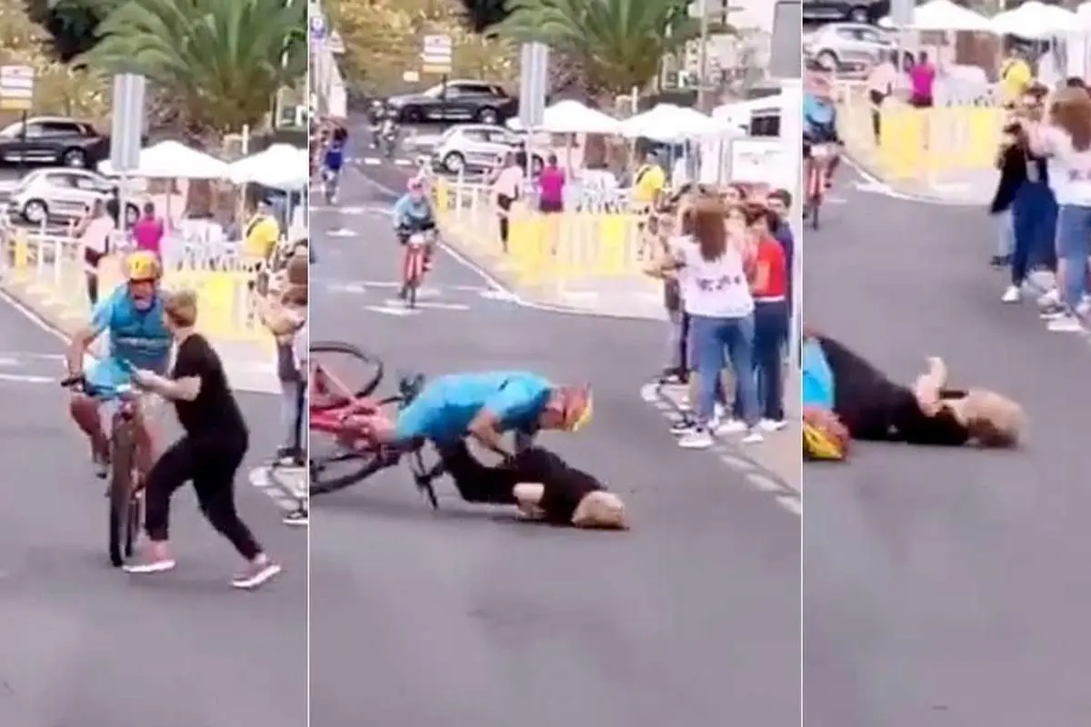 (ویدئو) حادثه وحشتناک در مسابقه دوچرخه سواری چند متر مانده به خط پایان