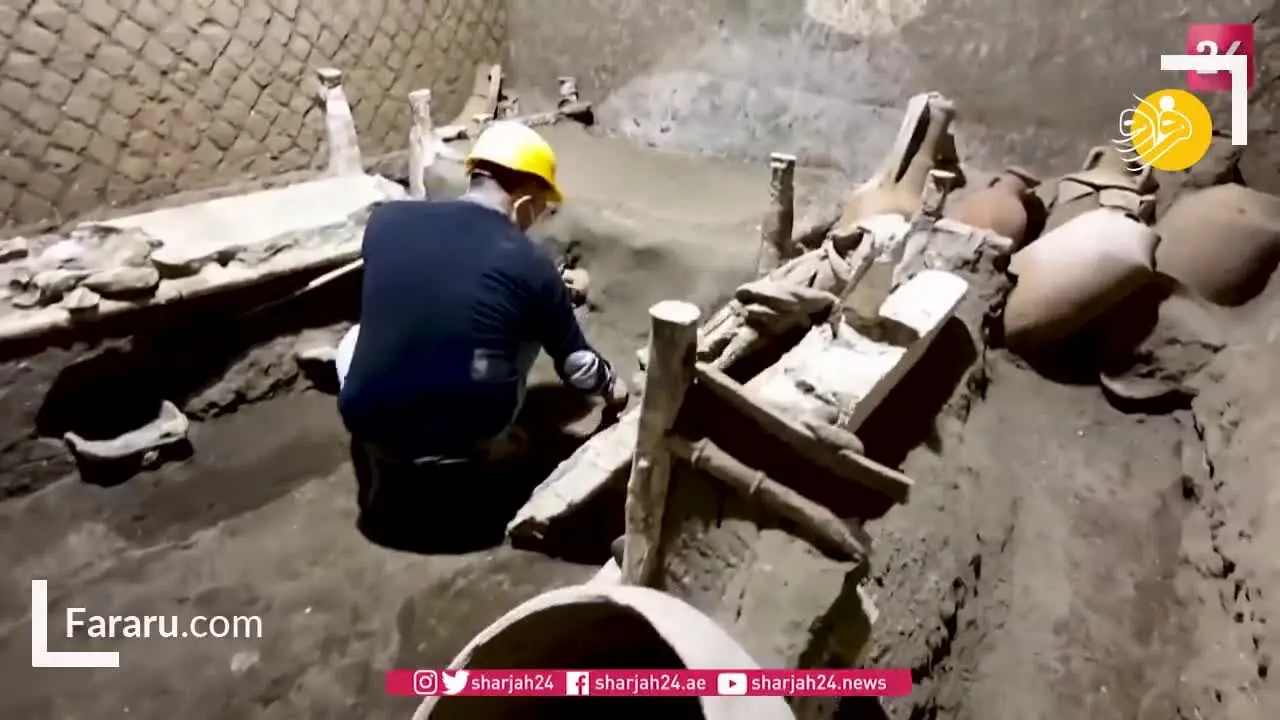 (ویدئو) کشف اتاق برده‌نشین در کاوش‌های پمپئی