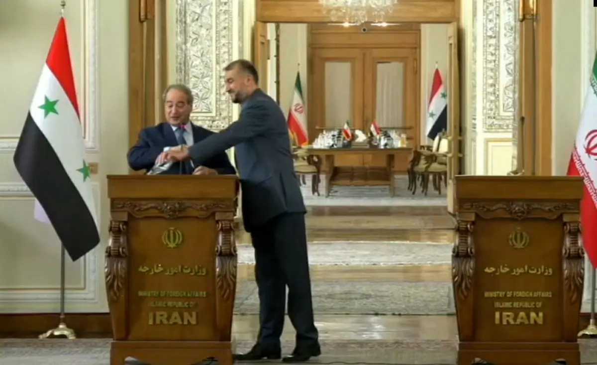 (ویدئو) بازتاب آب دادن امیرعبداللهیان به وزیر خارجه سوریه