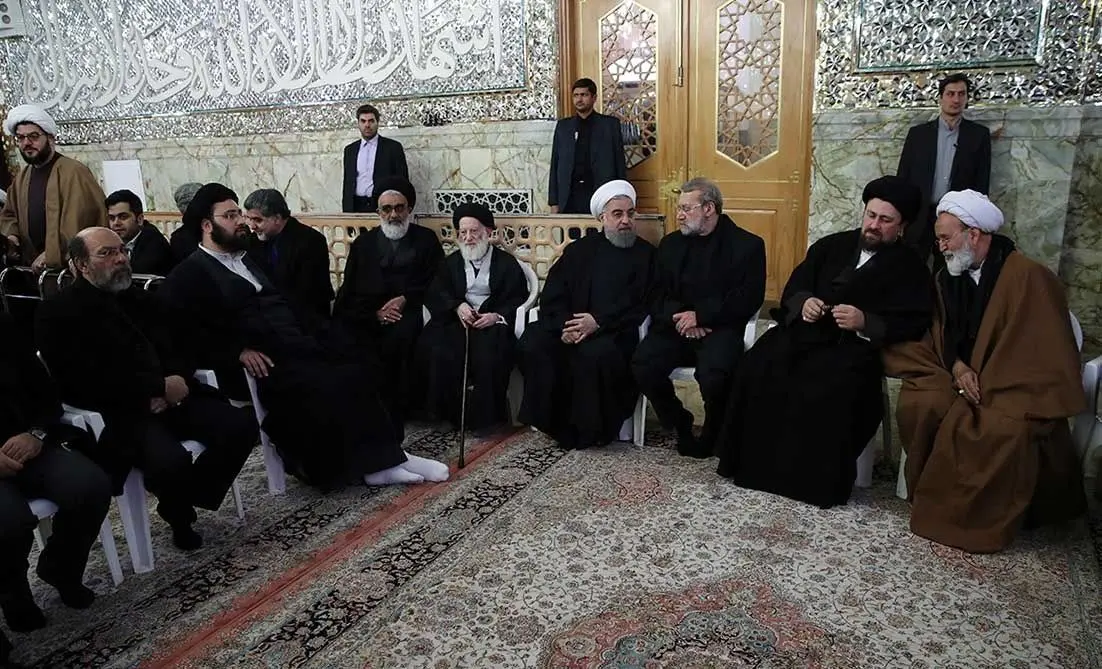 تصاویر/ روحانی در مراسم تشییع پیکر آیت‌الله موسوی‌اردبیلی