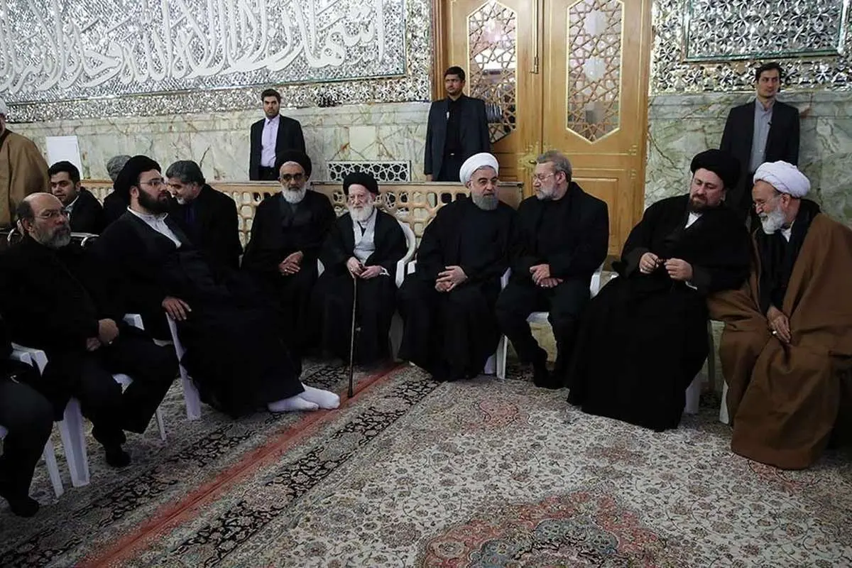 تصاویر/ روحانی در مراسم تشییع پیکر آیت‌الله موسوی‌اردبیلی