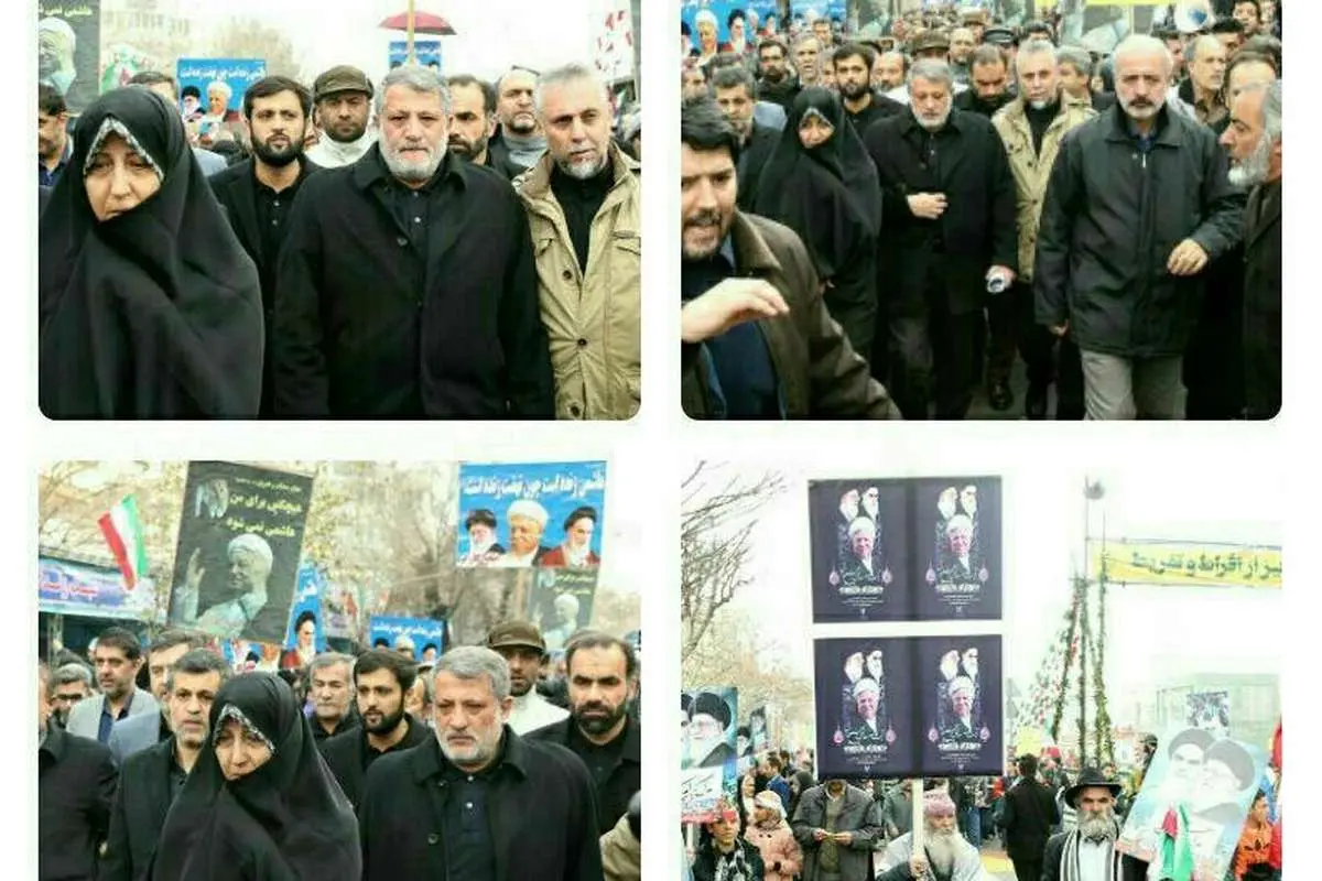 (تصویر) فرزندان آیتالله هاشمی در راهپیمایی ۲۲ بهمن
