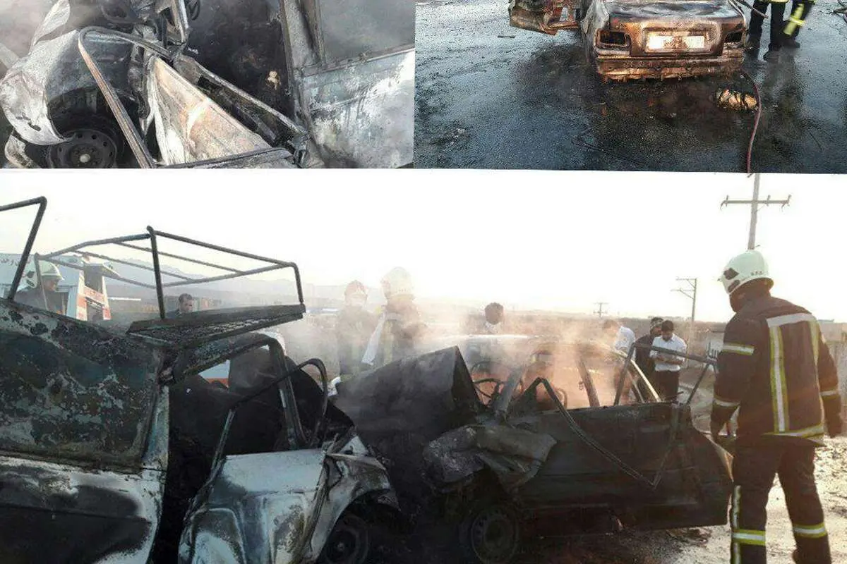 7 کشته در آتش گرفتن 2 خودرو در جاده سبزوار