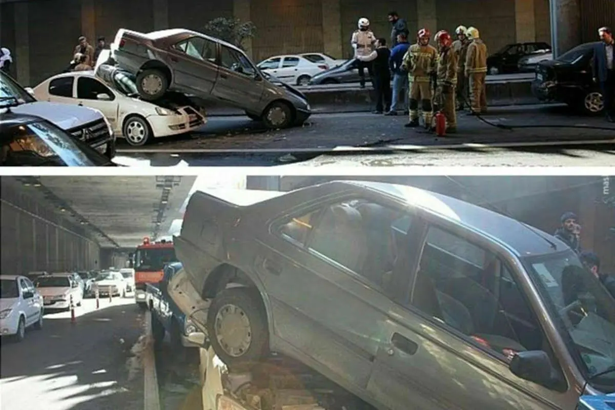 (عکس) تصادف زنجیرهای در بزرگراه یادگار امام