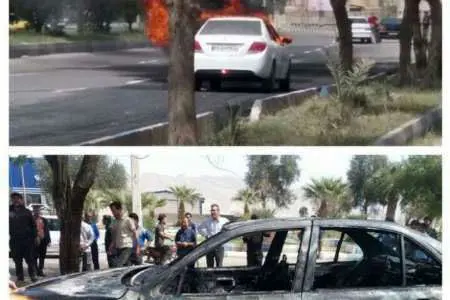 عکس/آتش‌زدن خودرو به‌خاطر عوض‌نکردن در!