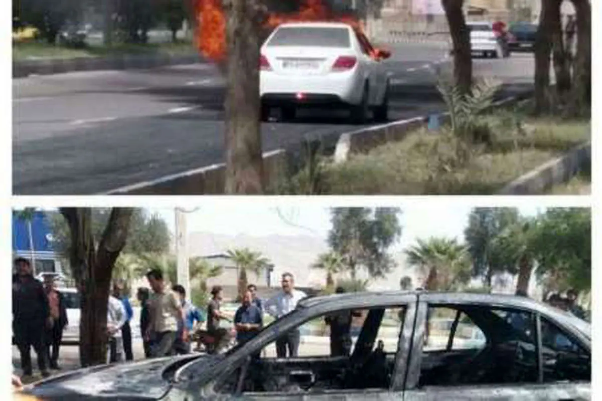 عکس/آتشزدن خودرو بهخاطر عوضنکردن در!