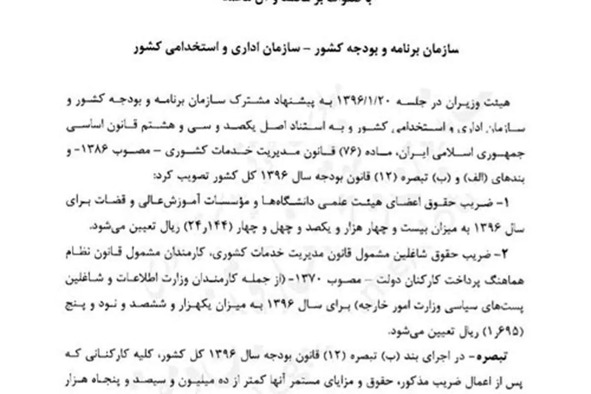 اعلام حداقل حقوق کارمندان
