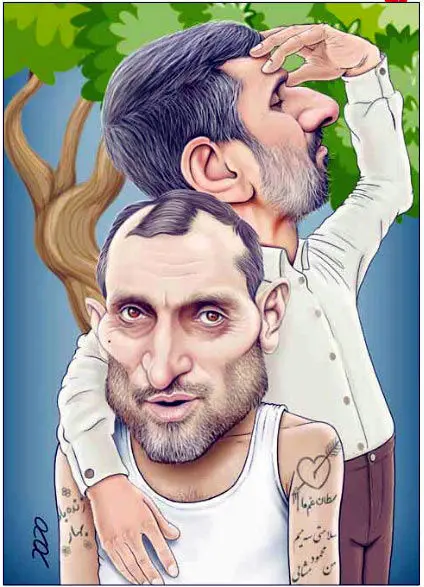 عکس یادگاری احمدی‌نژاد و بقایی و درخت!