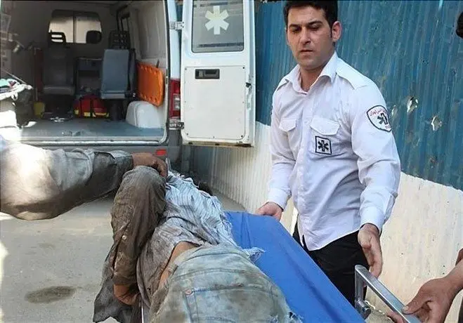 فرو رفتن میلگرد 2متری در بدن کارگر