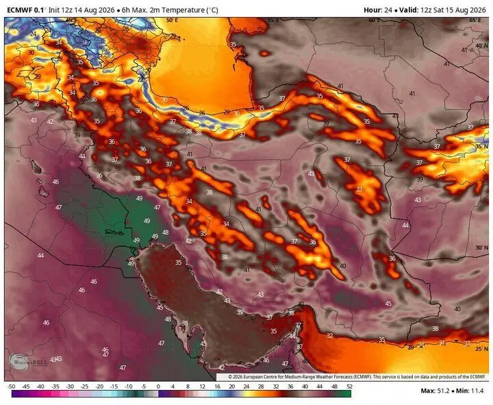 تداوم گرمای شدید؛ احتمال ثبت دمای ۵۰ درجه در چند استان