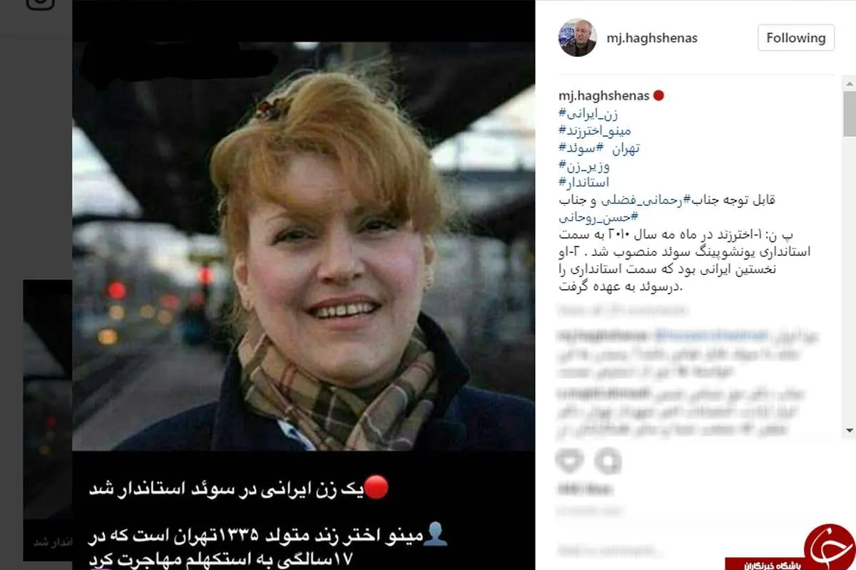 تصویری از نخستین زن استاندار ایرانی در سوئد
