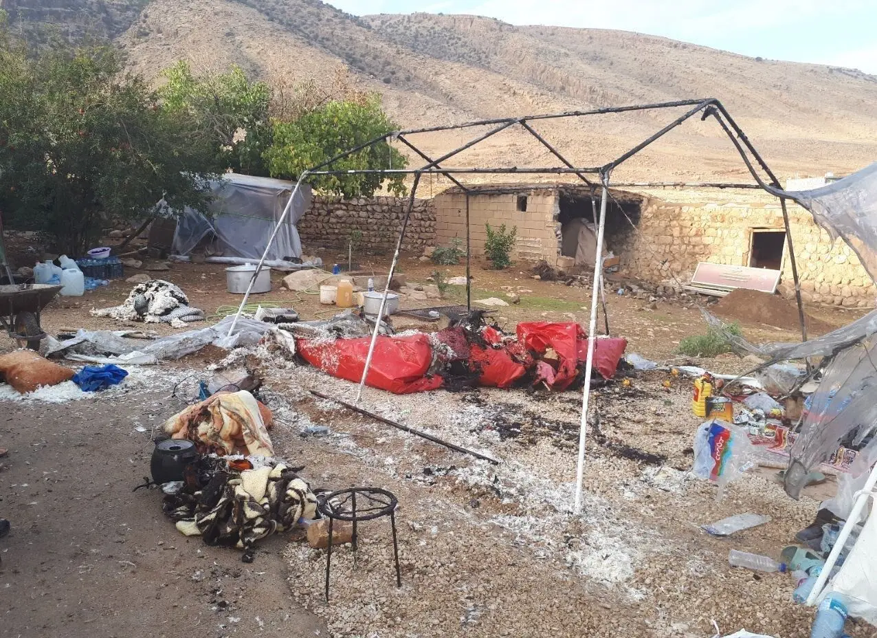 آتش در چادر زلزله‌زدگان