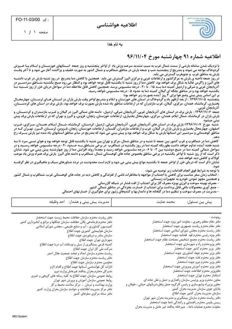 سازمان هواشناسی سند رو کرد!