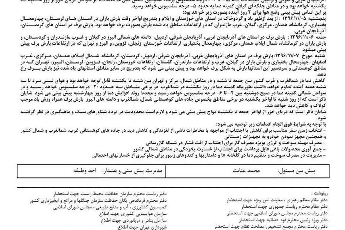 سازمان هواشناسی سند رو کرد!