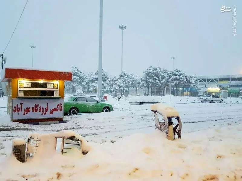 (عکس) فرودگاه مهرآباد غرق در برف