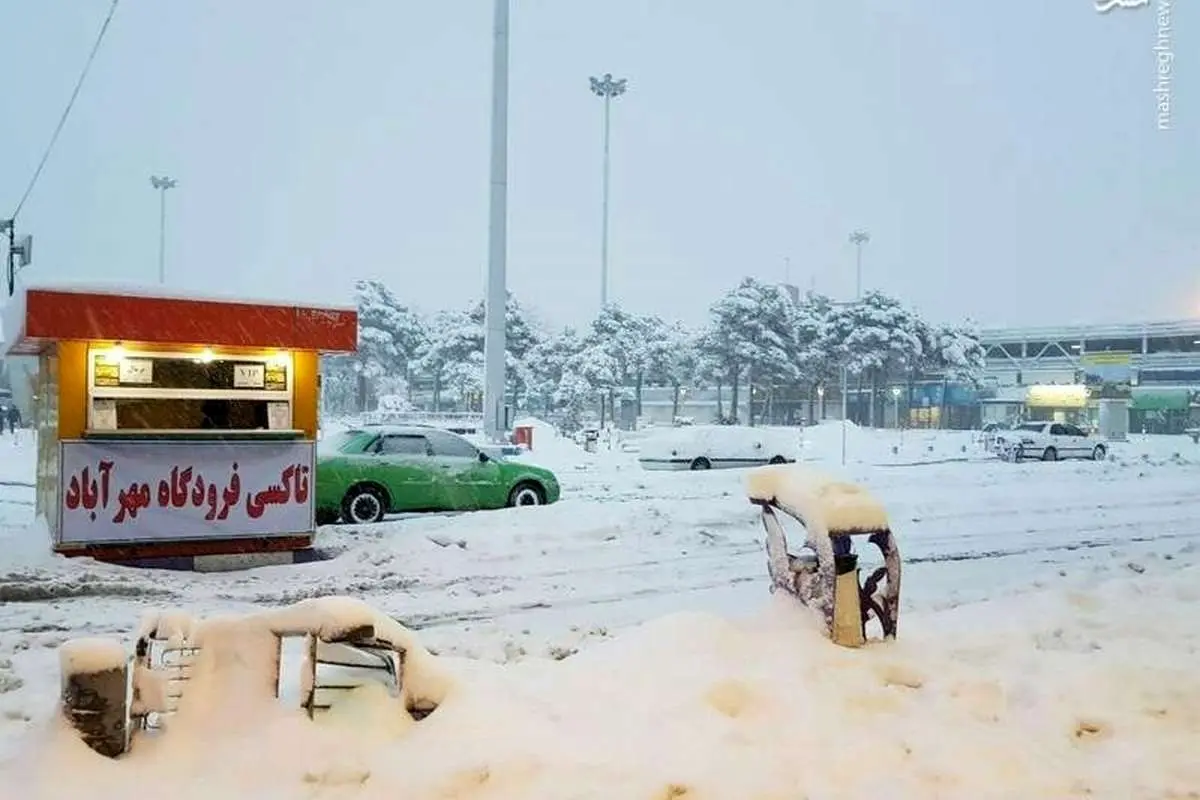 (عکس) فرودگاه مهرآباد غرق در برف