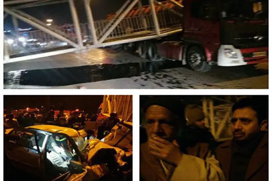 (عکس) سقوط پل عابر پیاده در پاکدشت؛ یک نفر جان باخت