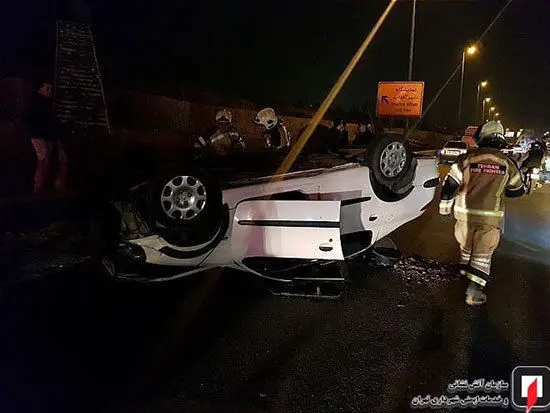 (تصاویر) پراید، پژو ۲۰۶ را واژگون کرد