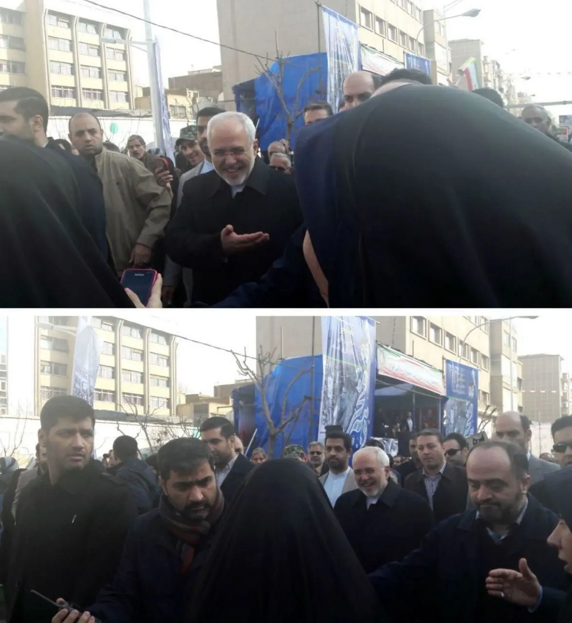 (تصویر) حضور ظریف در راهپیمایی ۲۲ بهمن