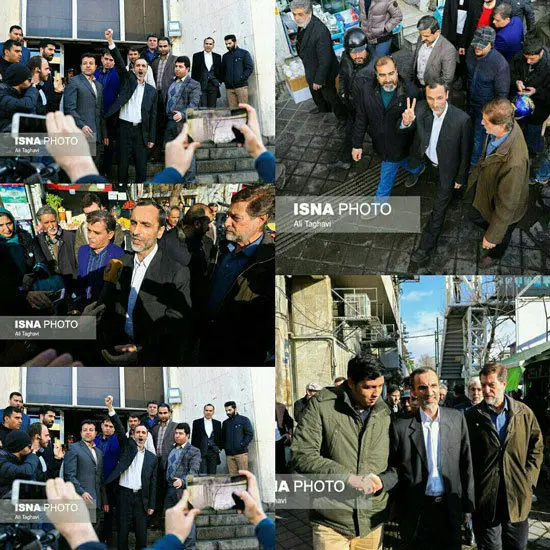 احمدی‌نژاد و مشایی مقابل دادگاه بقایی