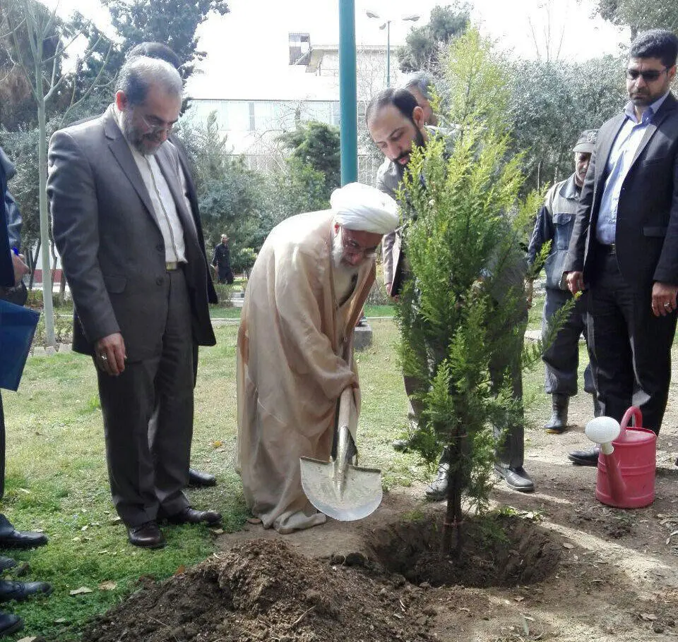 (عکس) آیت‌الله جنتی یک اصله نهال غرس کرد