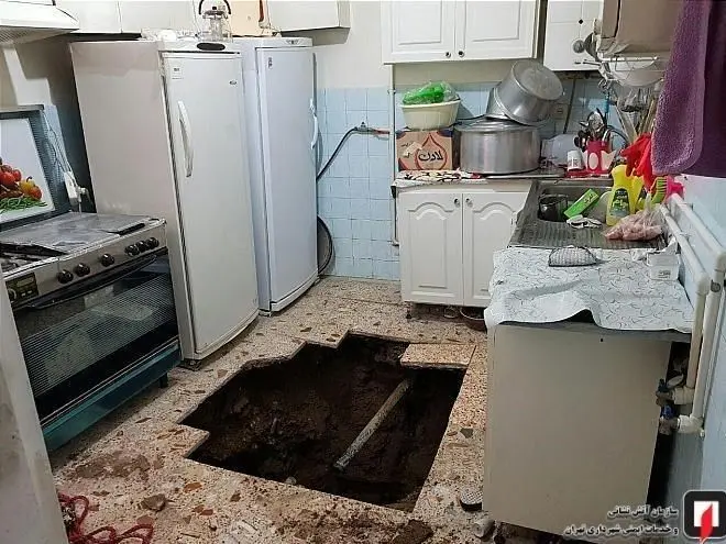 (تصاویر) چاه آشپزخانه زن میانسال را بلعید