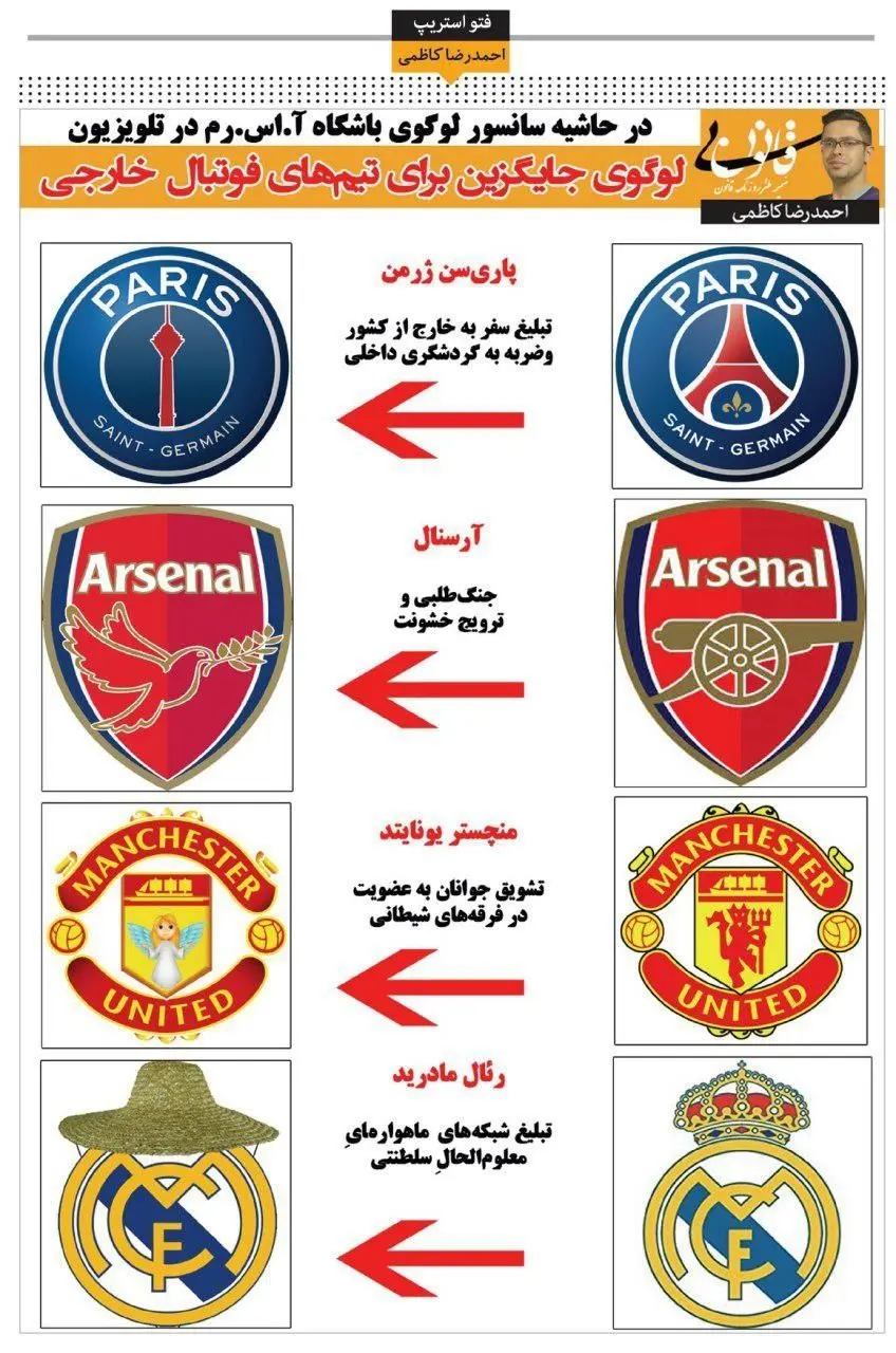 تغییر لوگوی منچستر و رئال برای تلویزیون ایران!