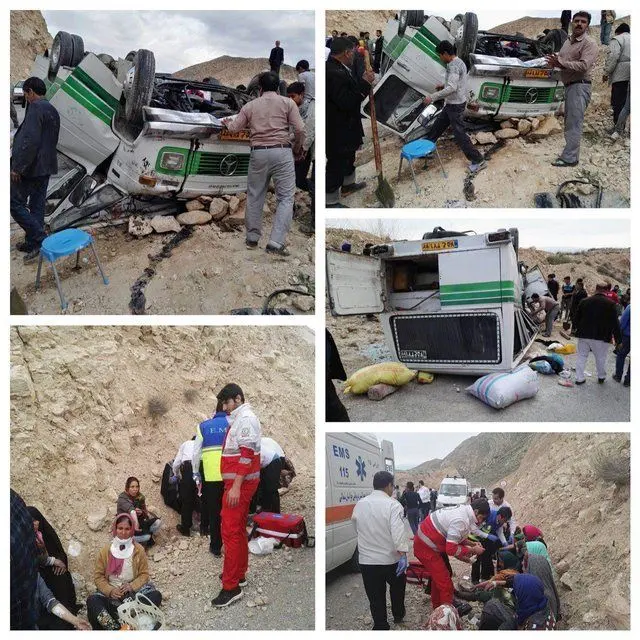 واژگونی خونین مینی‌بوس با ۳۵ مسافر در بجنورد