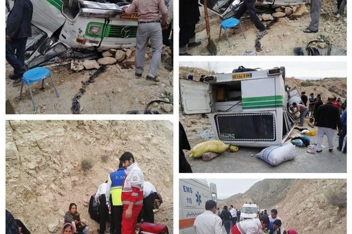 واژگونی خونین مینیبوس با ۳۵ مسافر در بجنورد