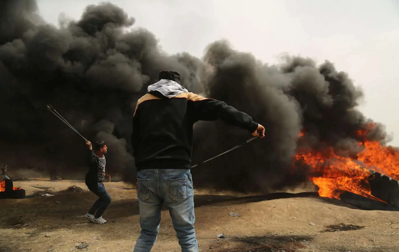 (تصاویر) اعتراضات فلسطینیان در چهارمین جمعه پیاپی
