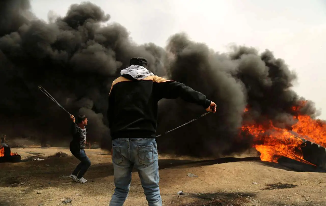 (تصاویر) اعتراضات فلسطینیان در چهارمین جمعه پیاپی