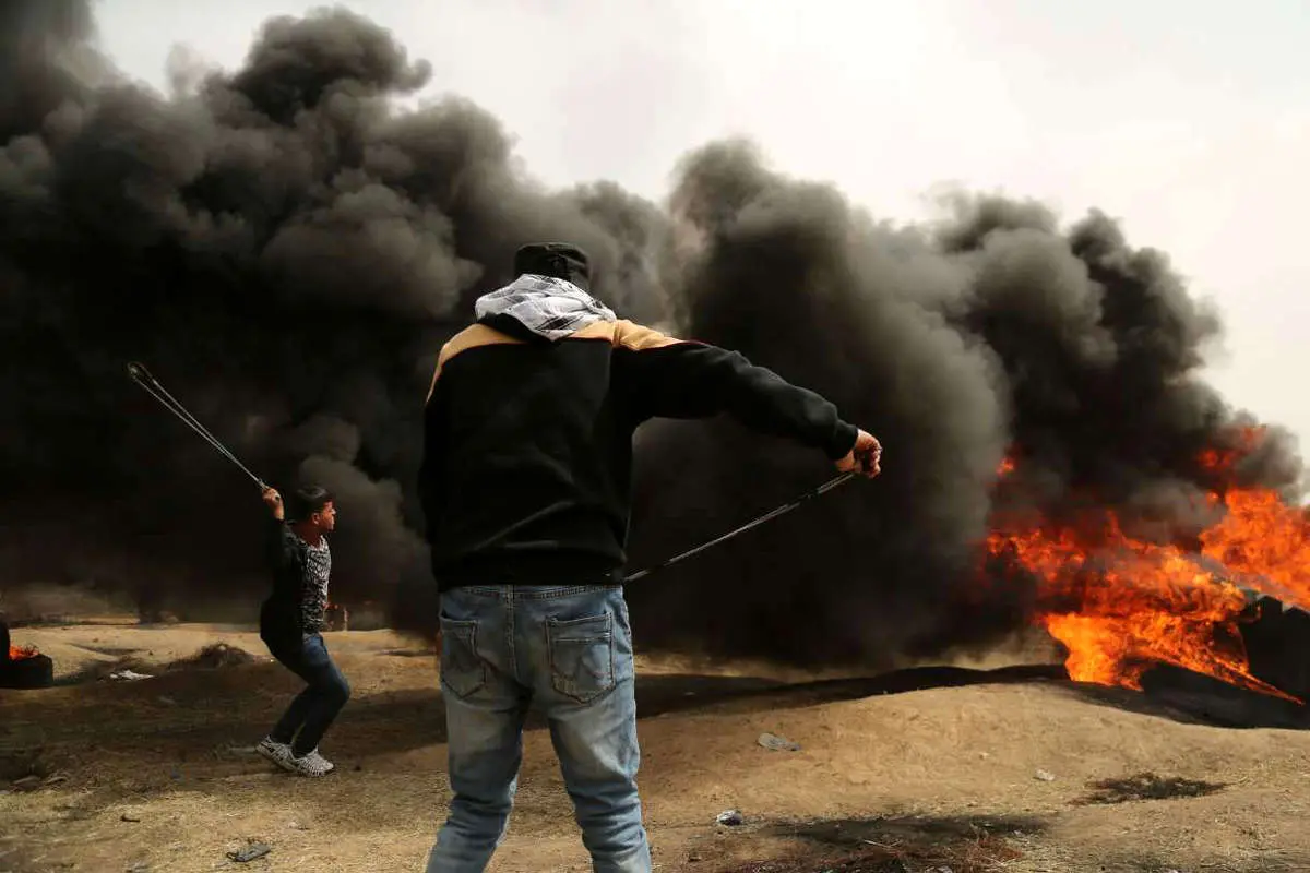 (تصاویر) اعتراضات فلسطینیان در چهارمین جمعه پیاپی