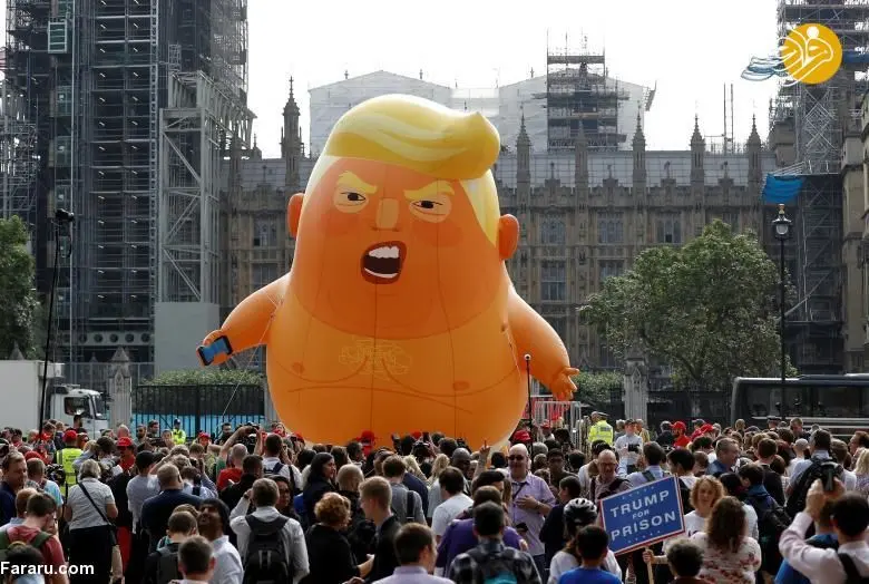 (تصاویر) بادکنک ترامپ کودک و عصبانی در آسمان لندن!