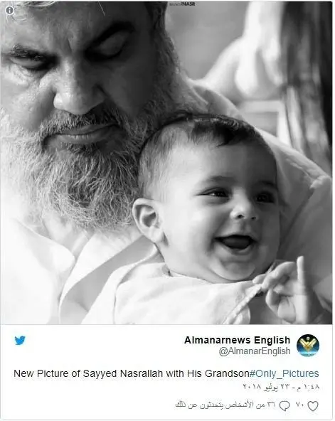 تصویر رهبر حزب‌الله با نوه‌اش صهیونیست‌ها را عصبانی کرد!