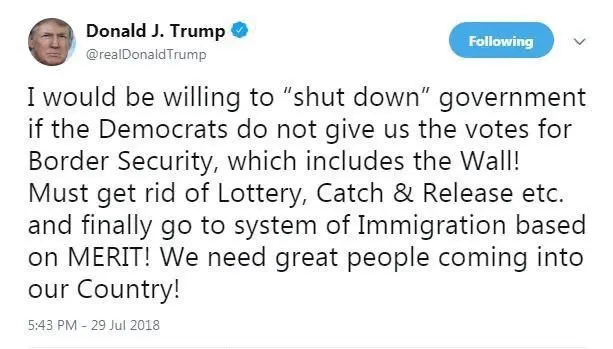 ترامپ دولت آمریکا را تهدید به تعطیلی کرد