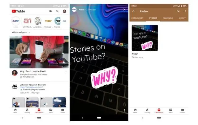 پای استوری به یوتیوب هم باز شد
