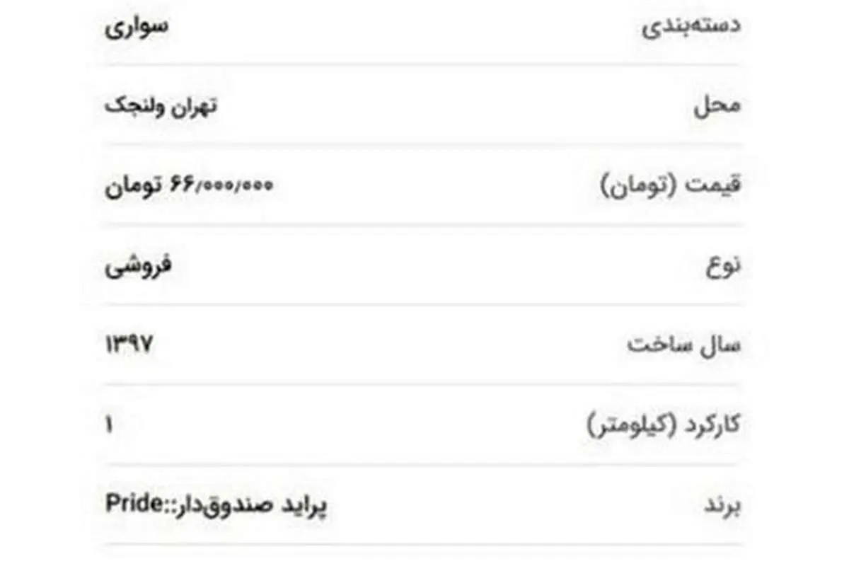 پراید صفر خشک؛ ۶۶ میلیون تومان!