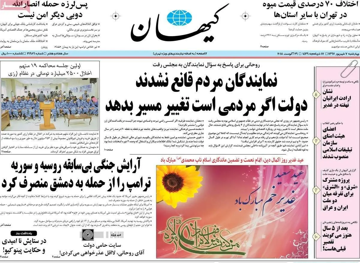 تیتر کیهان فردای سوال از احمدی نژاد و روحانی