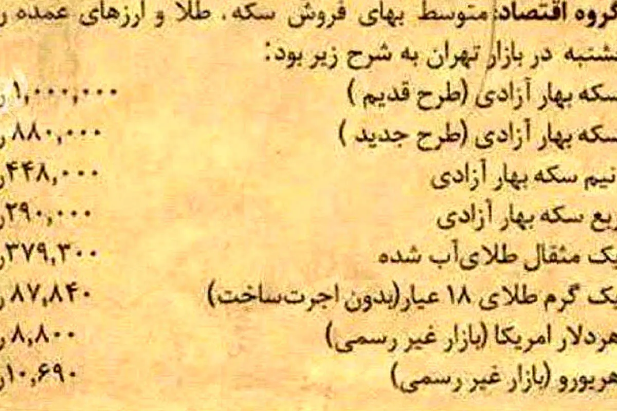 قیمت سکه ودلار؛ شهریور ۱۴ سال پیش