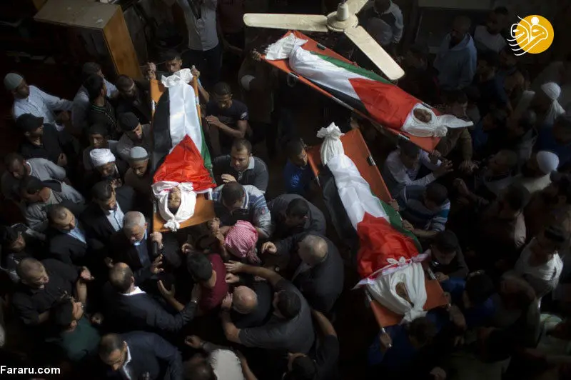 (تصاویر) تشییع سه جوان فلسطینی در غزه
