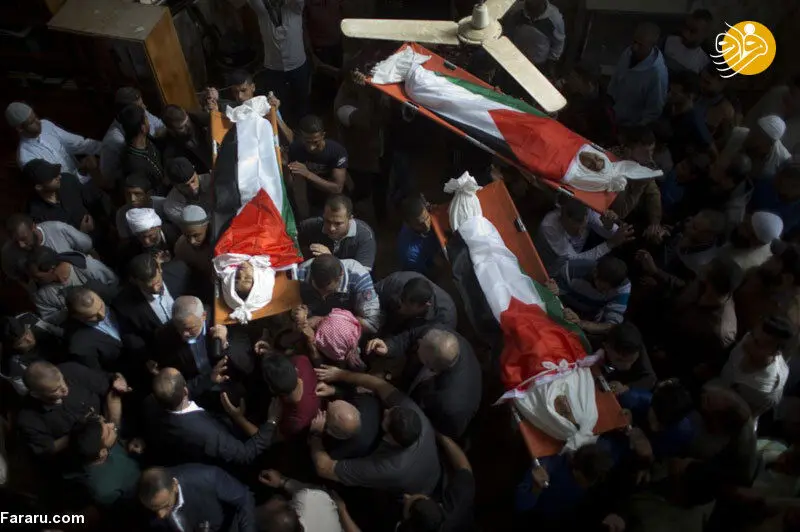(تصاویر) تشییع سه جوان فلسطینی در غزه