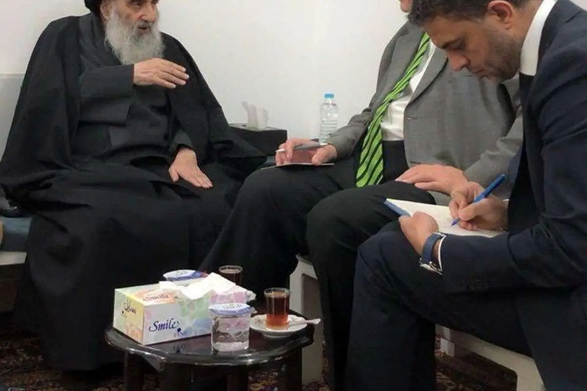 (تصویر) دیدار آیتالله سیستانی با فرستاده سازمان ملل