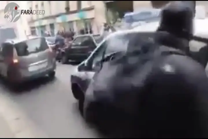 (ویدیو) ناآرامی‌های فرانسه؛ حمله به ماشین پلیس و اموال عمومی