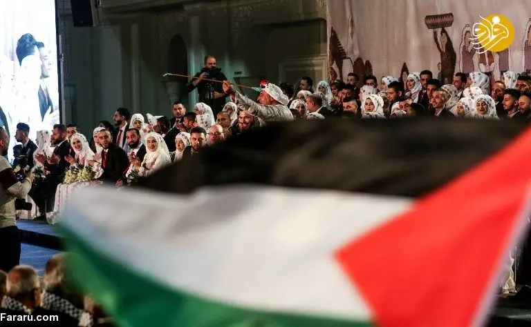 (تصاویر) ازدواج دسته جمعی فلسطینی‌ها