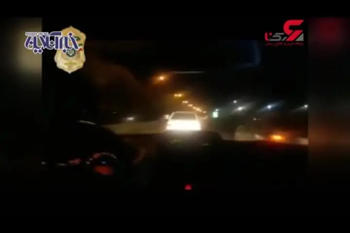 (ویدئو) تعقیب و گریز شبانه پلیس و راننده پراید در تهران