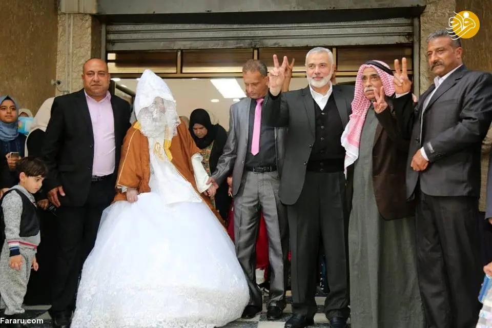 (تصاویر) اسماعیل هنیه در مراسم عروسی دختر فلسطینی