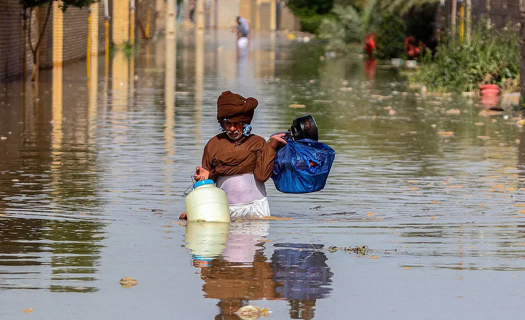 (تصاویر) سیل در خانه‌های روستای «سید عباس» شوش