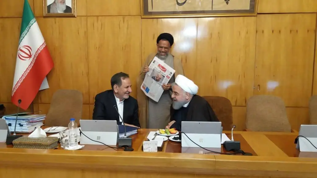روحانی و جهانگیری، «خندان» در کنار یکدیگر